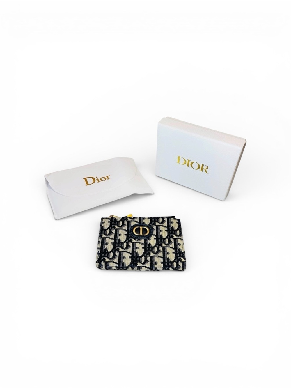 Dior 30 Montaigne Dahlia Card Holder Coin Pouch Blue Dior Oblique Jacquard - Picture 3 of 10